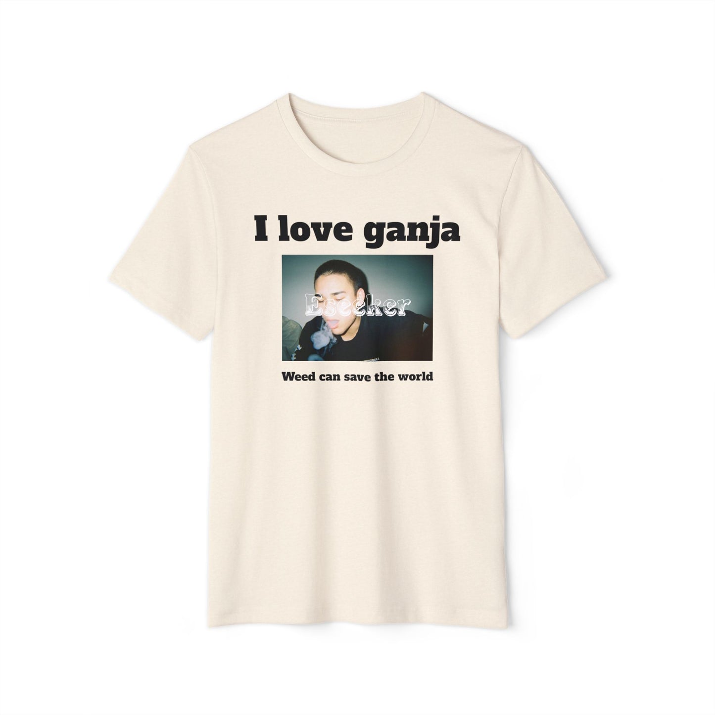 I Love Ganja Unisex Organic T-Shirt, Eco-Friendly Tee, Weed Lover's Gift, 420 Celebration Apparel, Unique Cannabis Shirt