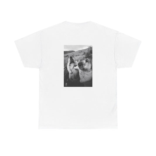 Unisex Heavy Cotton Tee with Cute Dog Design, Pet Lovers Gift, Casual Streetwear, Eco-Friendly Apparel, Fun Gift for Dog Owners